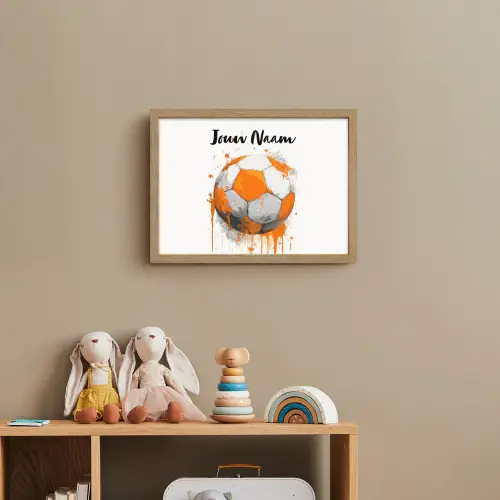 Voetbal - Abstract - Oranje - Verfspatten Light Box met batterij (Wandlamp kind) middel -sfeer2_kind