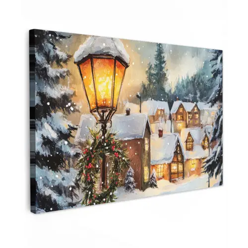 Kerstdorp - Huizen - Sneeuw - Kerst canvas 2cm klein -z3d