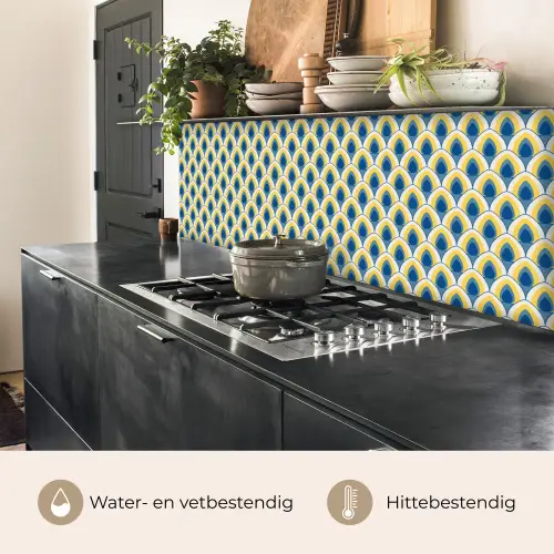Design - Patroon - Retro - Geel - Blauw keuken achterwand 2 middel 871 -usp_NL