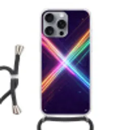 Kruisen - Lasterstralen - Neon Hoesje iPhone 16 Pro Max met koord klein -3d