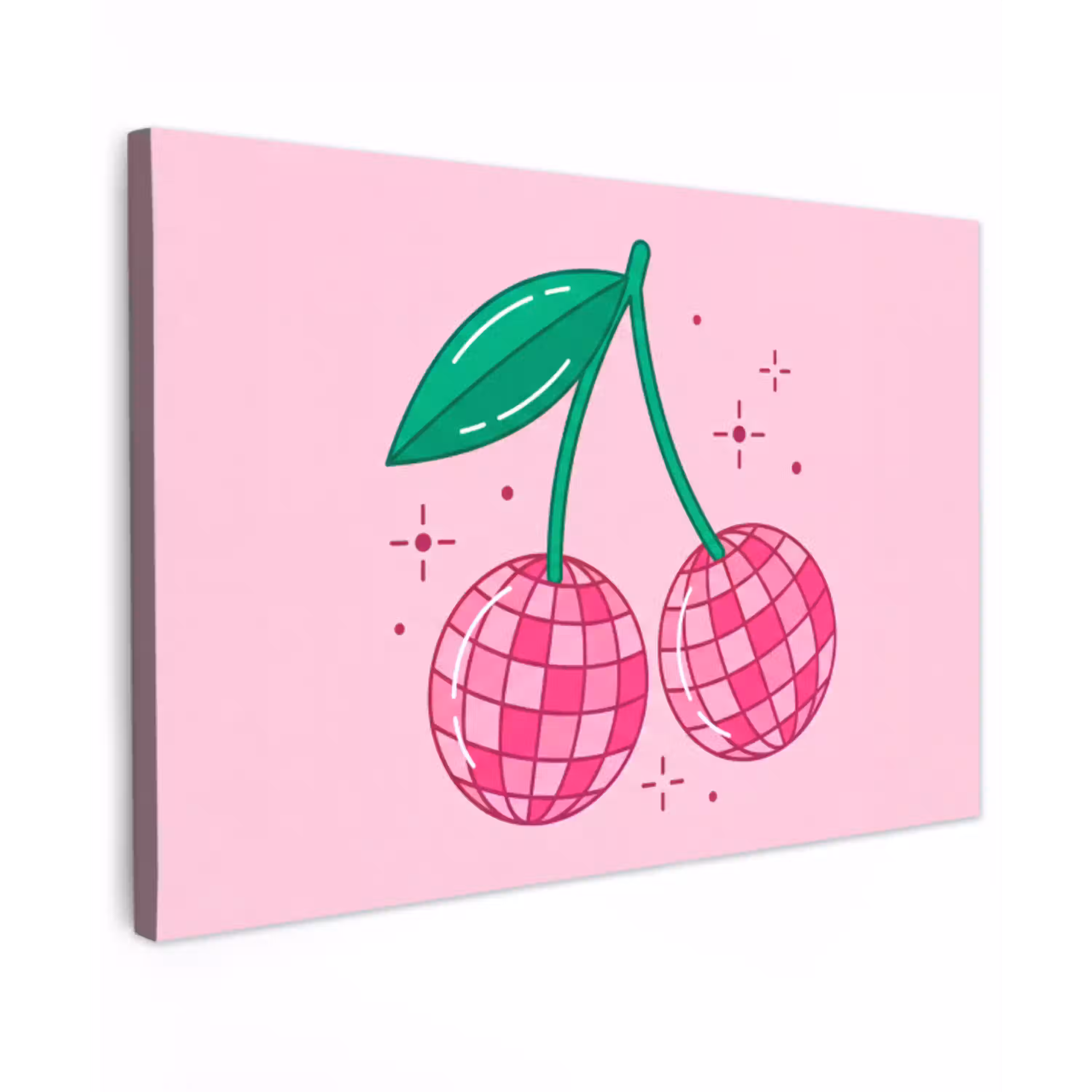 Decoratie - Disco-bal - Feest - Roze Tuinposter op houten frame 2 cm dik klein -3d