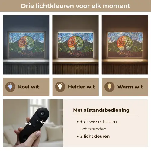 Boom - Seizoenen - Mozaïek - Bergen Light Box met batterij (Wandlamp) middel -USP_lichtkleurNL