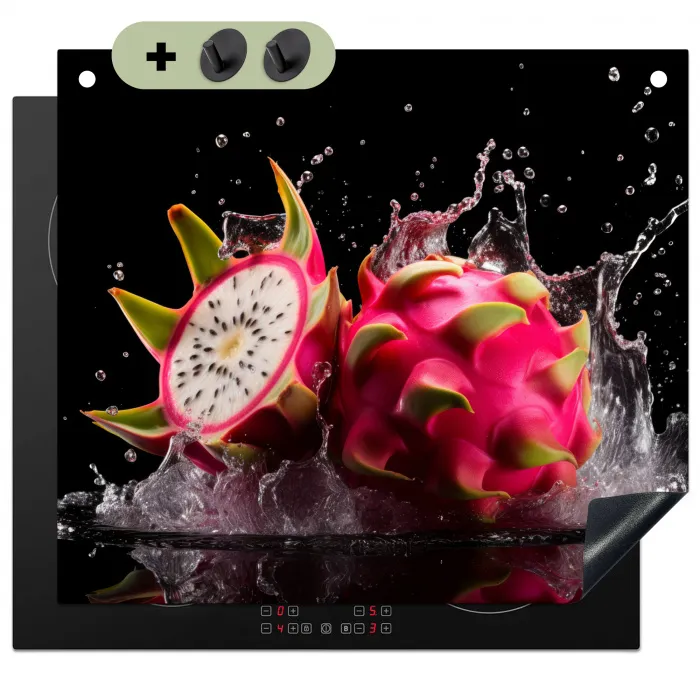 Drakenfruit - Zwart - Water - Vrucht - Fruit Inductie beschemer met haakjes middel -3d