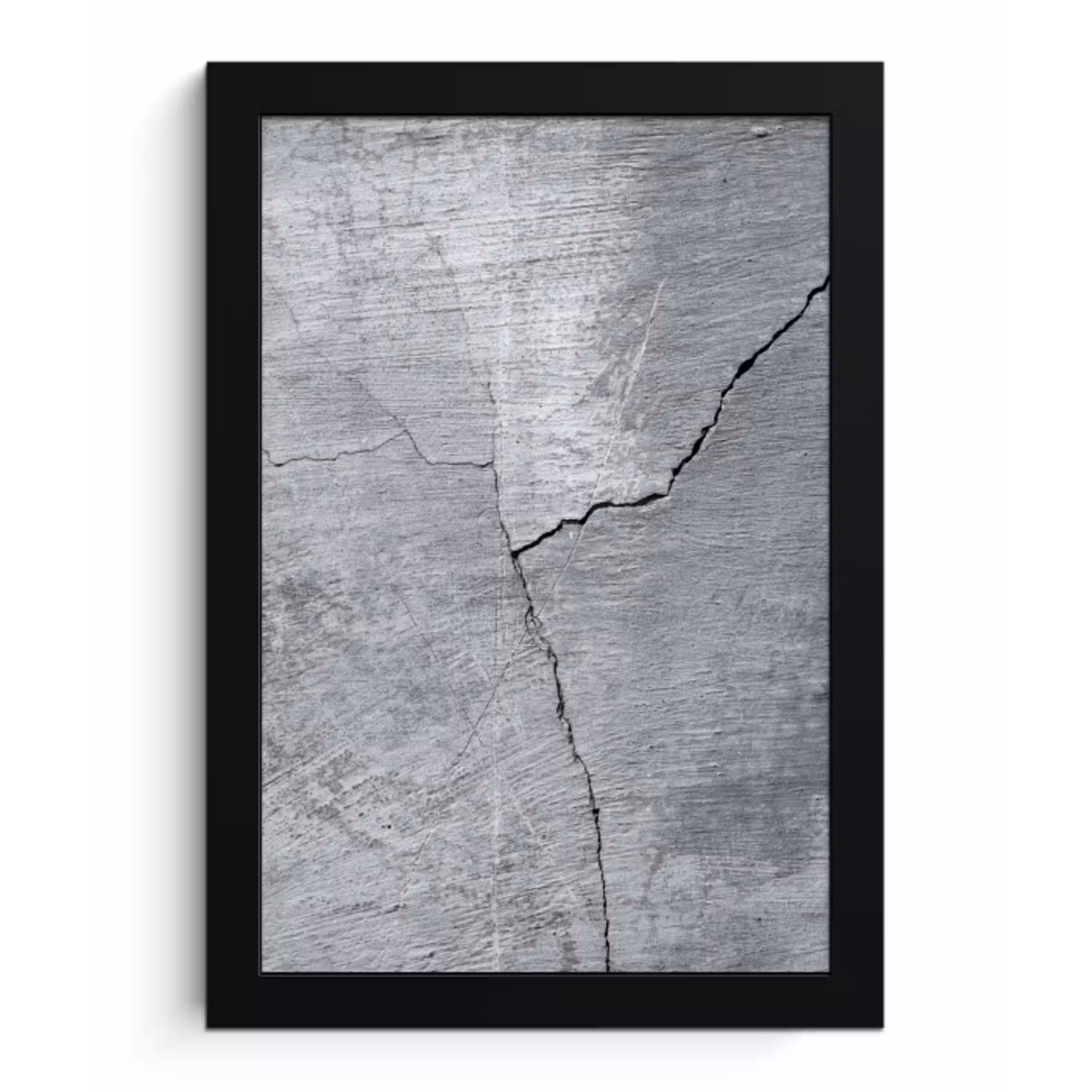 Beton - Grijs - Scheur fotolijst zwart zonder passe partout klein -3d