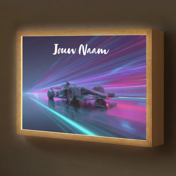 Lichtstralen - Neon - Racewagen - Paars Light Box met batterij (Wandlamp kind) middel -z3d_website