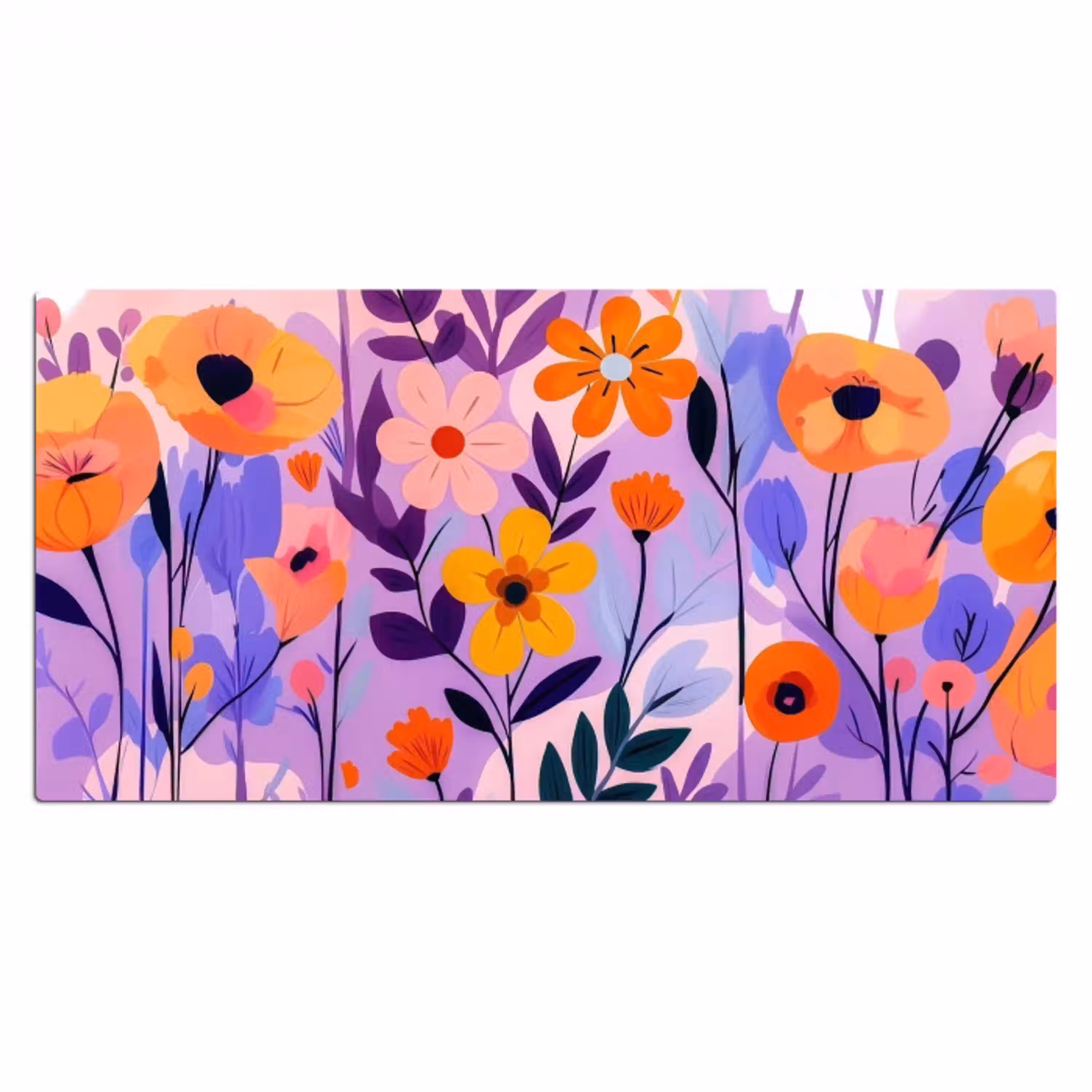 Bloemen - Kleurrijk - Bladeren Muismat XXL klein -3d_leeg