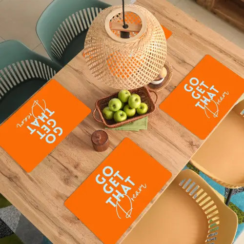 Oranje - Blauw - Go get that dream Placemat vinyl groot -zzsfeer5_Kitchenyeah-website