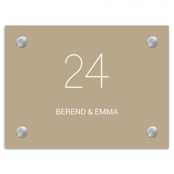Zandkleur - Klassiek Naambord Rechthoek middel -3d