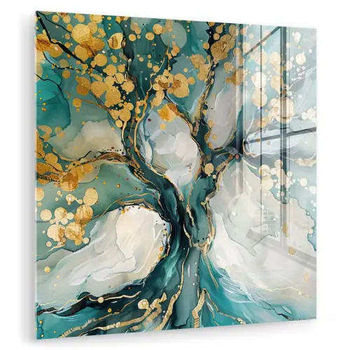 Boom - Modern - Verflook - Turquoise - Goud plexiglas 5mm klein -zzzproduct_nieuw