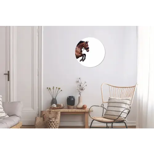 Paard - Springen - Modern Wandcirkel aluminium klein -woonkamer