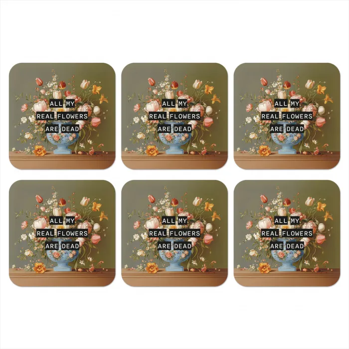 Bloem - Quote - Vintage - Art onderzetter kurk middel -3d