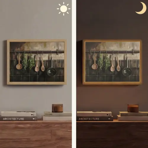 Keukengerei - Rustiek - Tegels - Kruiden Light Box met batterij (Wandlamp) middel -sfeer3