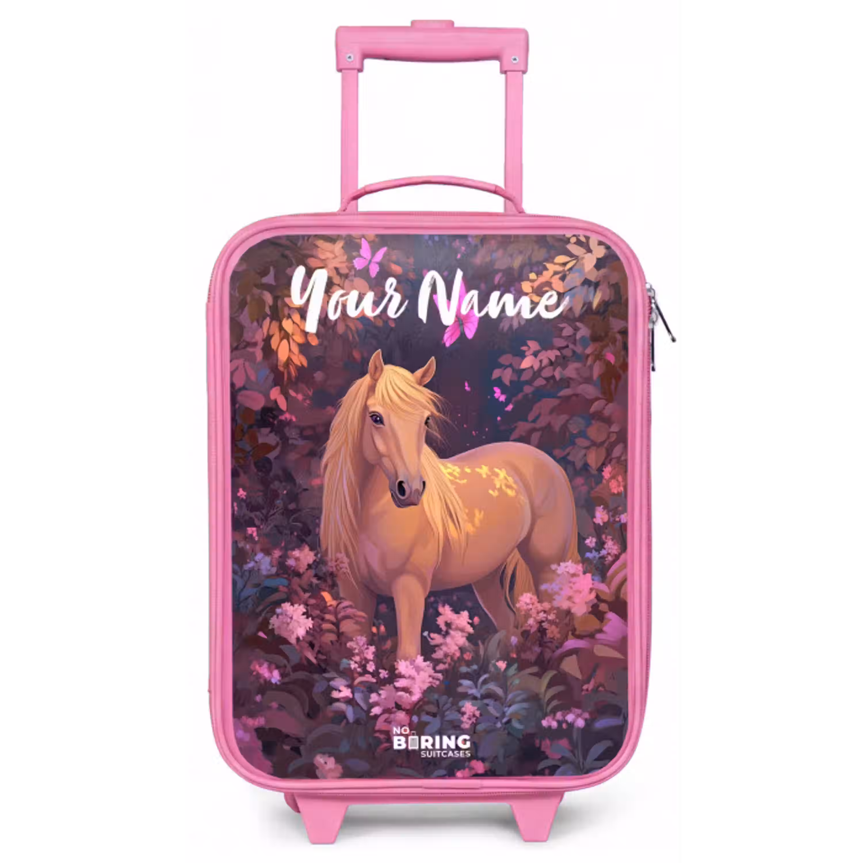 Paard - Bloemen - Paars - Vlinder Kinderkoffer - Roze klein -zz3dotto