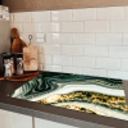 Golvend Marmer met Gouden Glans Inductie beschermer vinyl 3mm klein -sfeer3