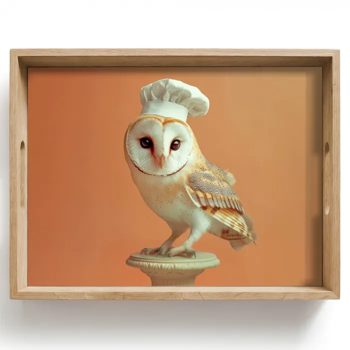 Kerkuil - Koksmuts - Oranje - Vogel Dienblad Rechthoek middel -z3d_shopping