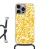 Bladeren - Takken - Geel Hoesje iPhone 16 Pro Max met koord klein -3d