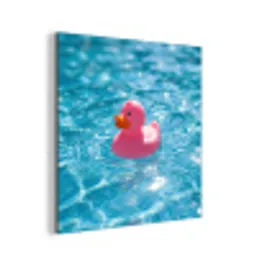 Badeend - Dobberend - Roze aluminium wit klein -3d