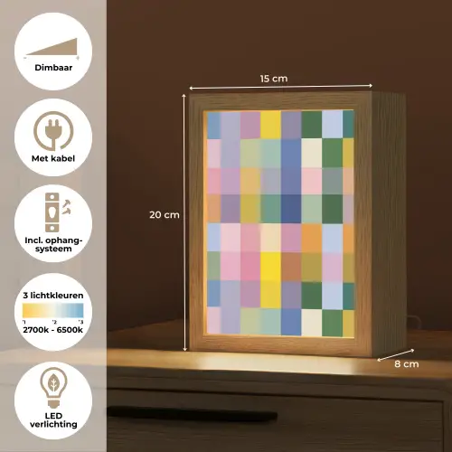 Blokken - Vierkant - Patroon - Gekleurd Light Box met kabel (Tafellamp) klein -USP_NL