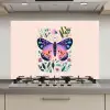 Bloemen - Bladeren - Vlinder - Kleurrijk keuken achterwand spatscherm klein -3d_website