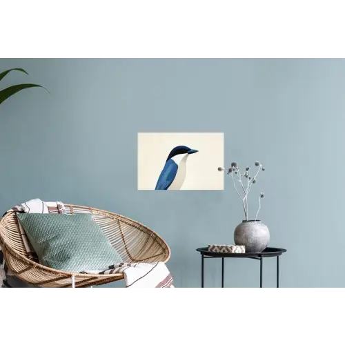 Illustratie - Blauw - Vogel Muursticker klein -plant