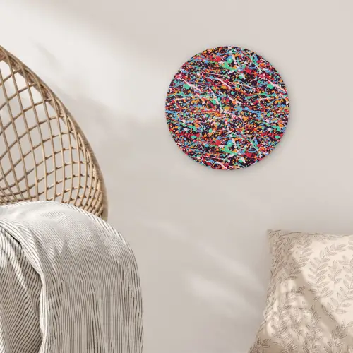 Spat - Abstract - Waterverf - Multi Wandcirkel kunststof plaat 5mm dik klein 188 -sfeer5