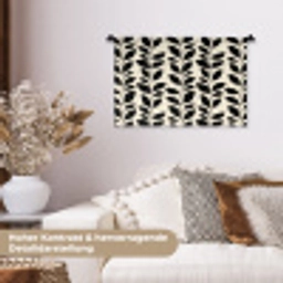 Botanisch - Dessin - Zwart - Beige Wandkleed katoen klein 269 -tsfeer1_DE