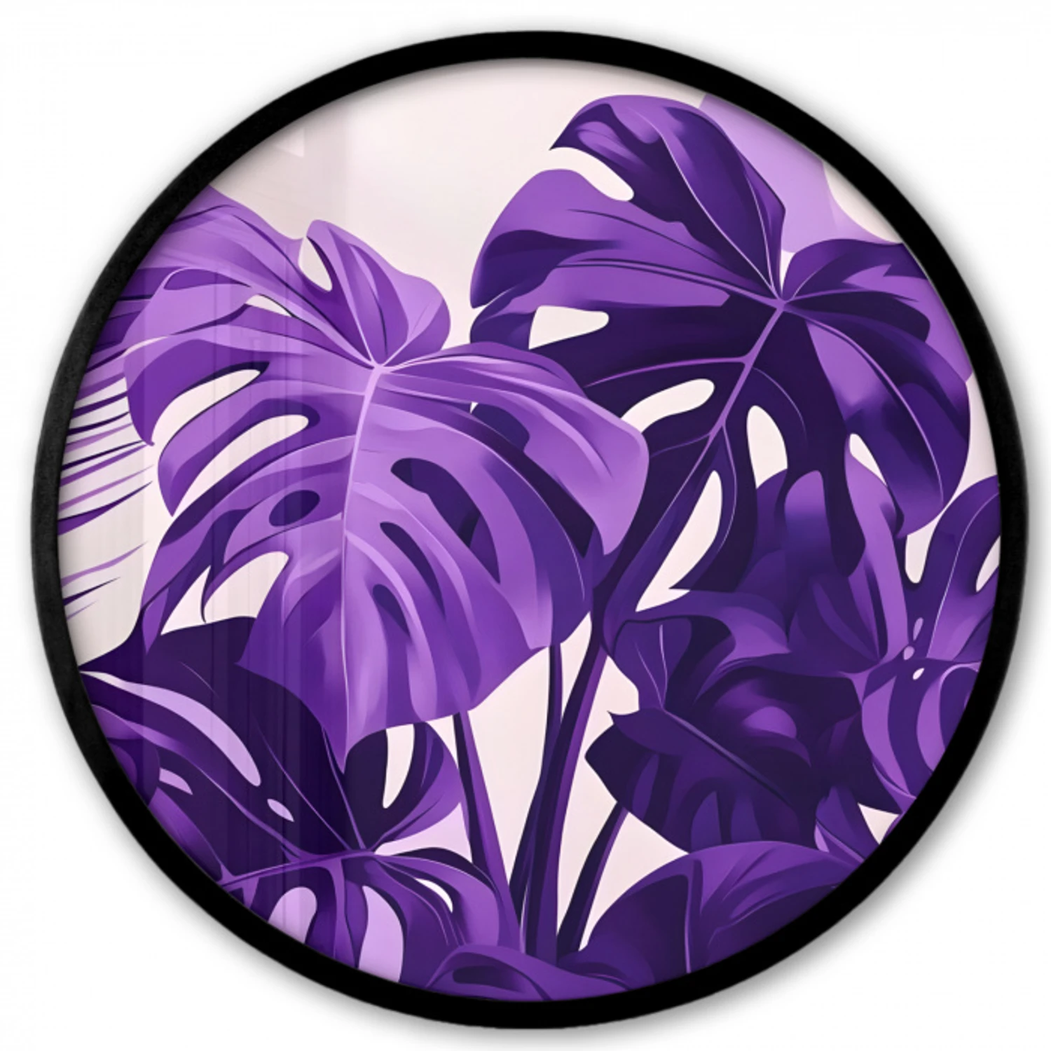 Bladeren - Paars - Tropisch - Abstract Fotolijst rond zonder passe partout klein -3d