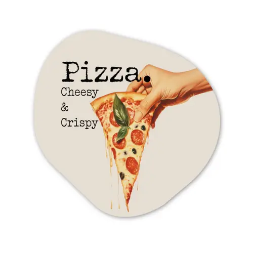 Pizza - Kaas - Pepperoni Wandcirkel Organisch Aluminium middel -3d