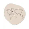 Wereldkaart - Simpel - Vliegtuig Wandcirkel Organisch Aluminium middel -3d