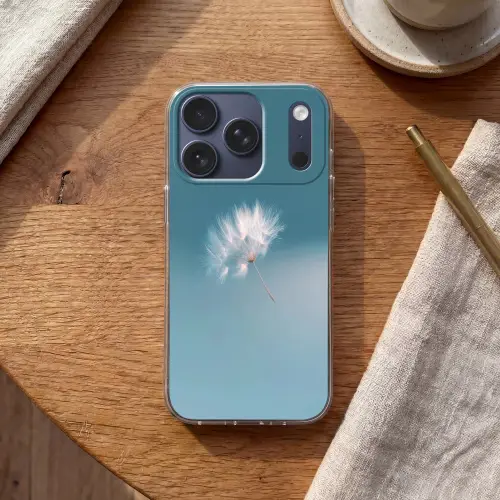 Paardenbloempluisje - Blauw - Lucht Telefoonhoesje iPhone 17 Pro klein -sfeer1