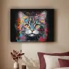 Kat - Graffiti - Dieren - Kleuren - Grijs Textielframe zwart klein -sfeer1