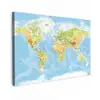 Wereldkaart - Staatkundig - Blauw - Aarde - Educatief canvas 2cm klein -z3d