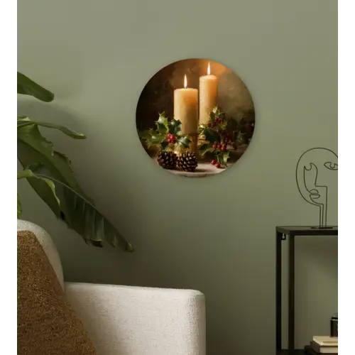 Kaarslicht - Kerst - Veelkleurig Wandcirkel kunststof plaat 5mm dik klein -sfeer3