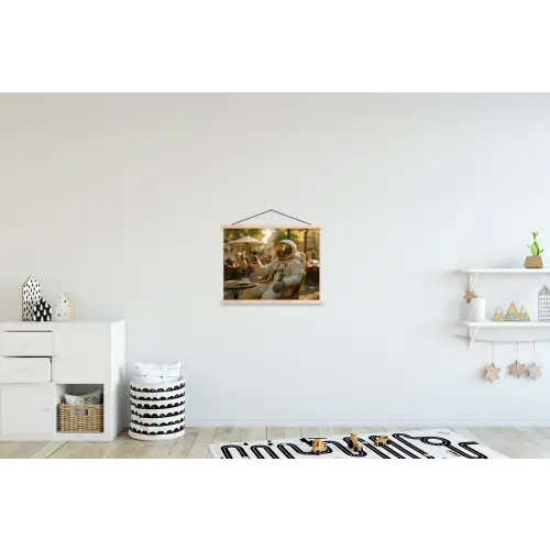 Wijn - Rood - Terras - Koffie textielposter latten blank klein -kinderkamer