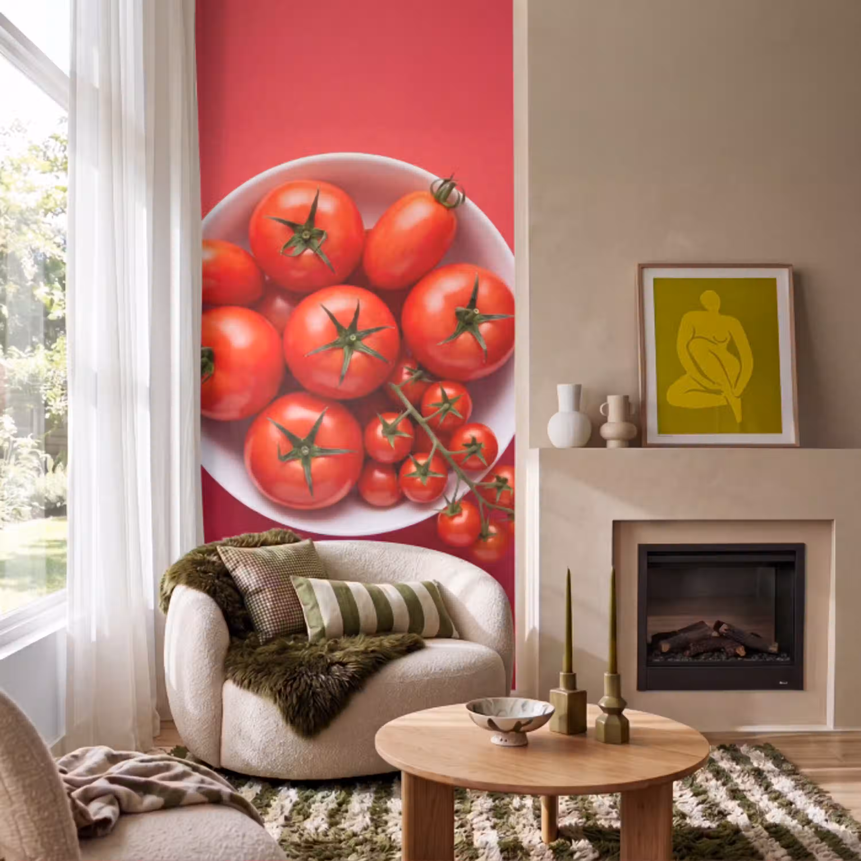Eten - Kom - Rood Behang Vlies klein -sfeer2