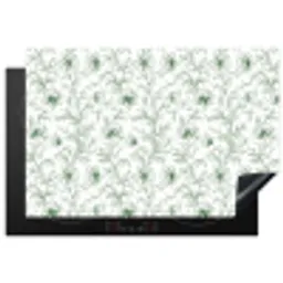 Bloemen - Getekend - Groen Inductie beschermer vinyl 3mm klein 276 -3d