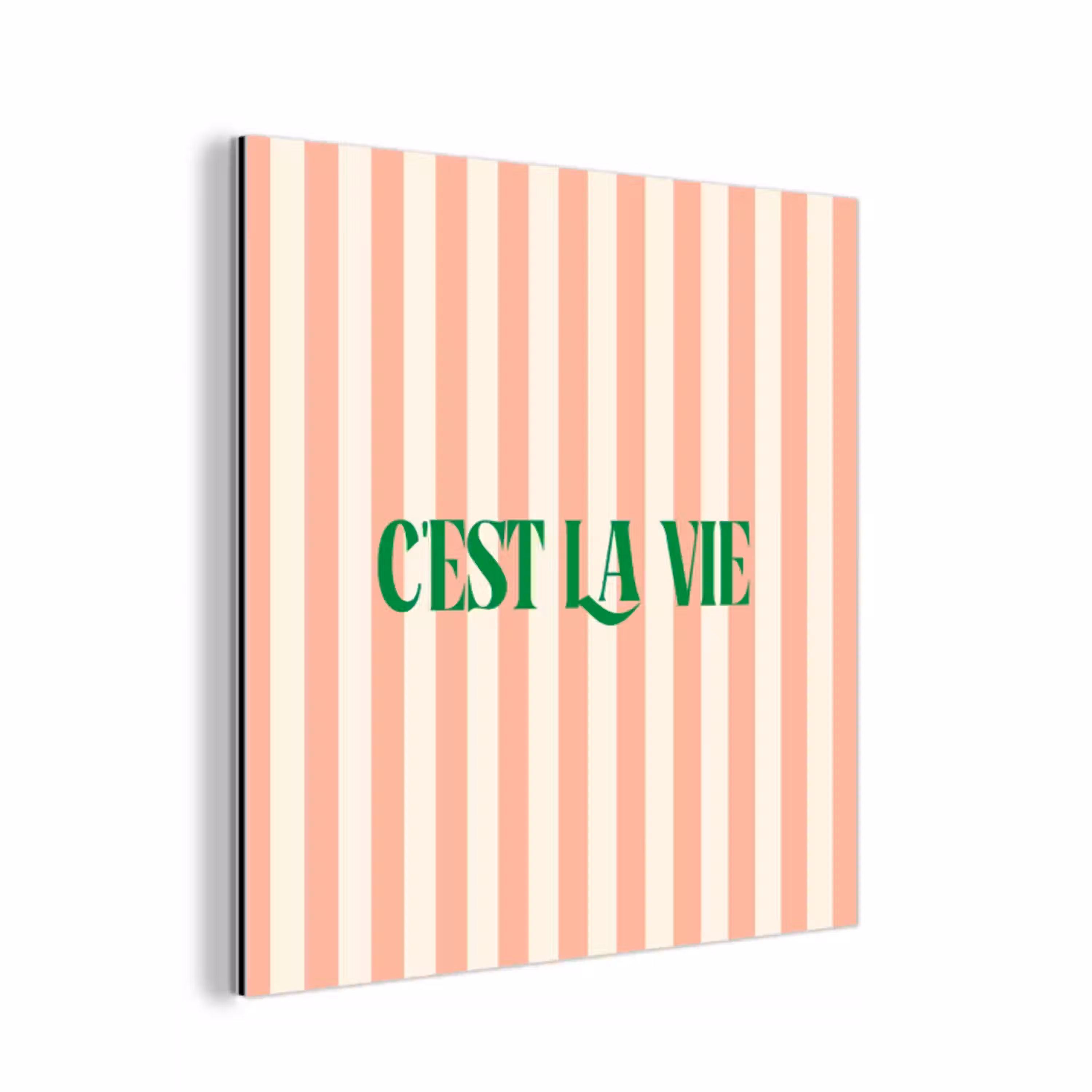 Zachtroze - Groen - Strepen - C'est La Vie aluminium wit klein -3d
