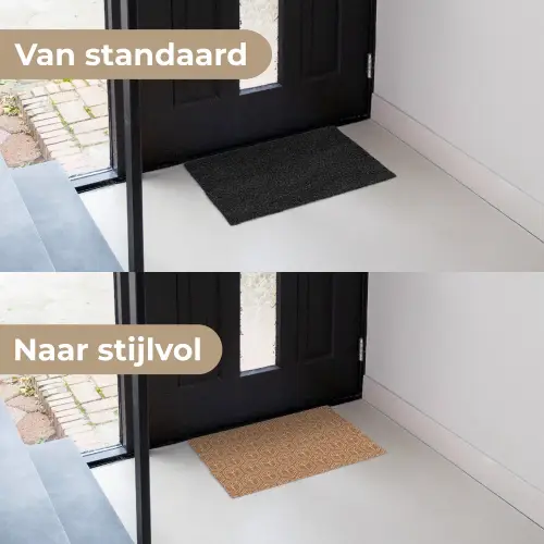 Bruin - Roze - Geometrisch - Patroon Deurmat klein 898 -voor-na_NL
