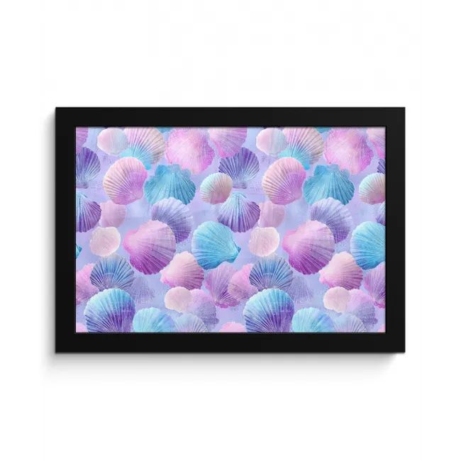 Schelpen - Paars - Blauw - Patroon fotolijst zwart zonder passe partout klein -3d