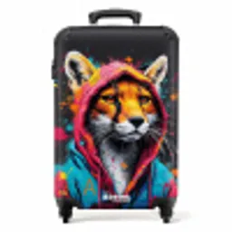 Vos met roze en blauwe jas en verfspetters NBS - Handbagage koffer - Unisex middel -productfoto_recht