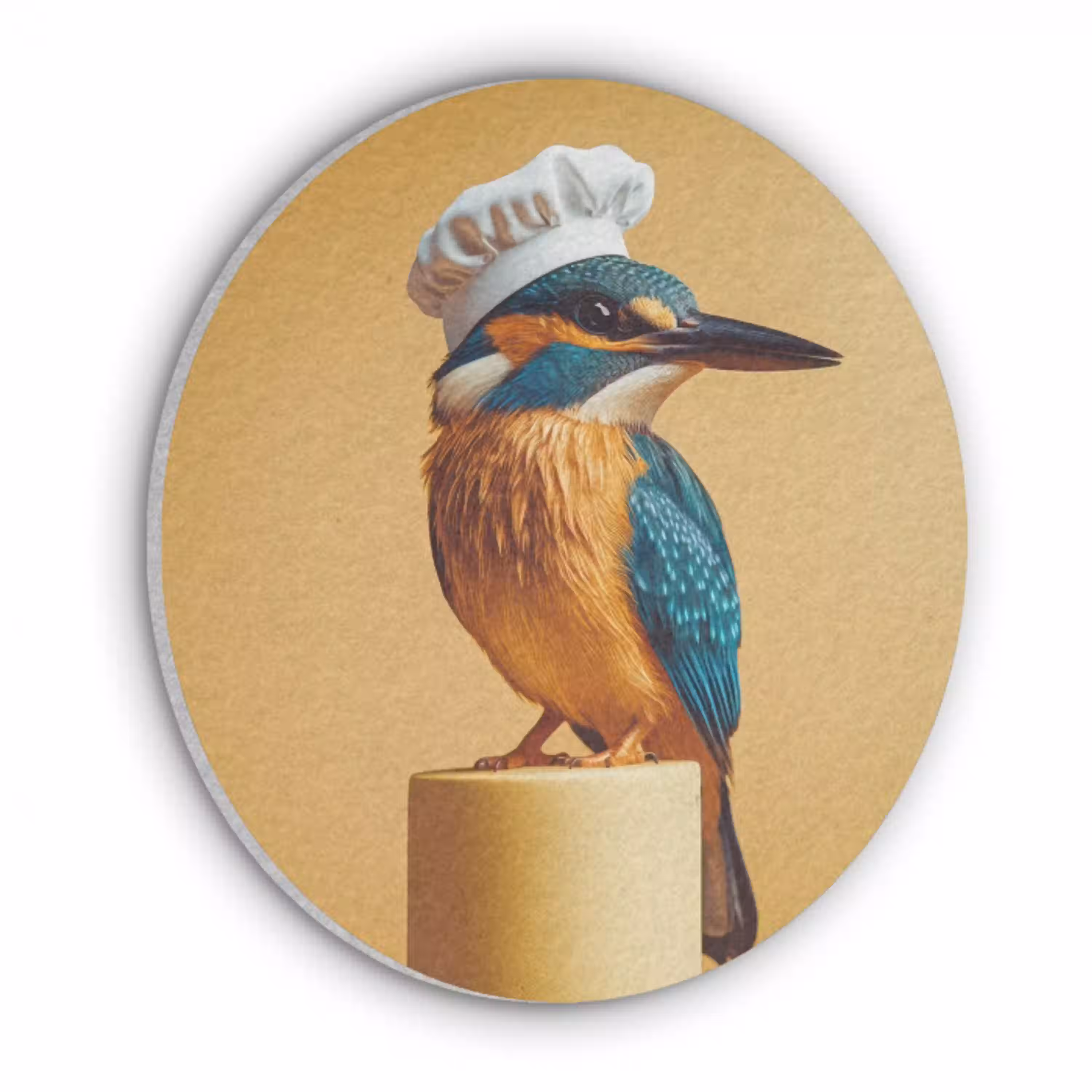 Ijsvogel - Pilaar - Koksmuts - Vogel Akoestische PET Vilt - Rond klein -3d