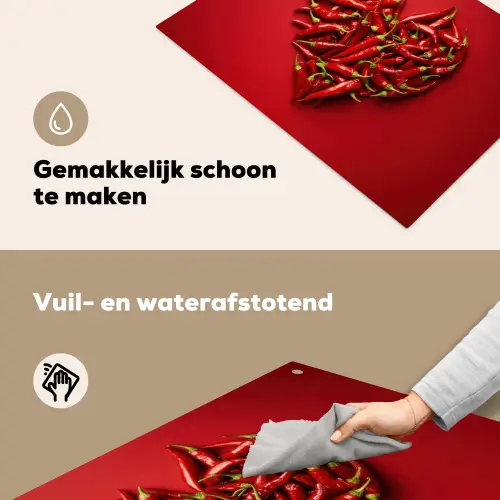 Pepers - Rood - Hart Inductie beschemer met haakjes klein -ky-schoon-nl