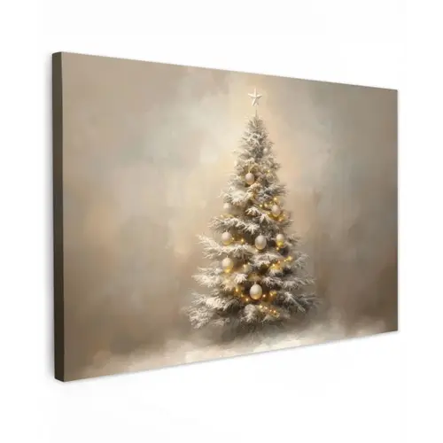Kerst - kerstboom - Sneeuw - Art Tuinposter op houten frame 2 cm dik klein -3d
