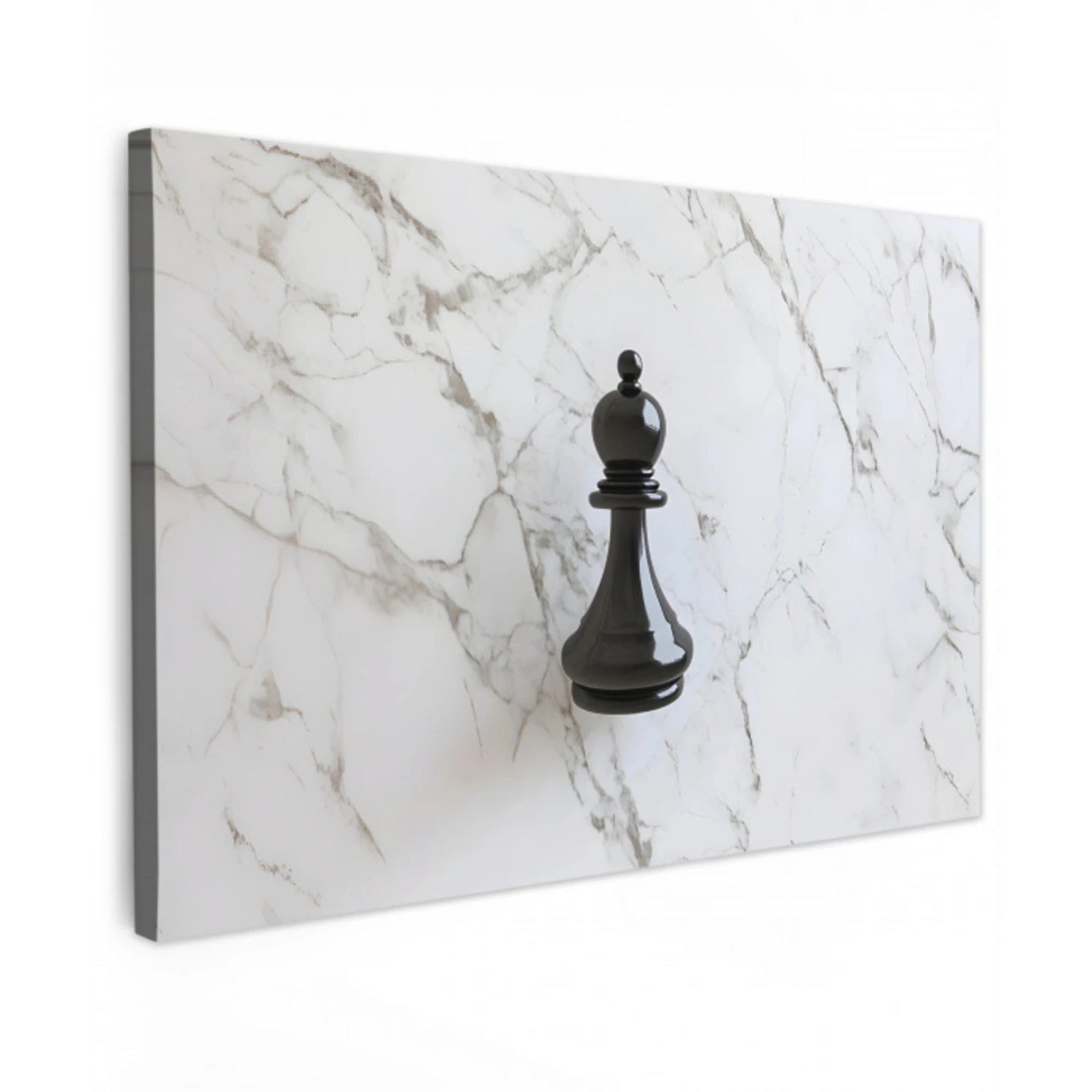 Schaakstuk - Loper - Zwart - Marmer Tuinposter op houten frame 2 cm dik klein -3d