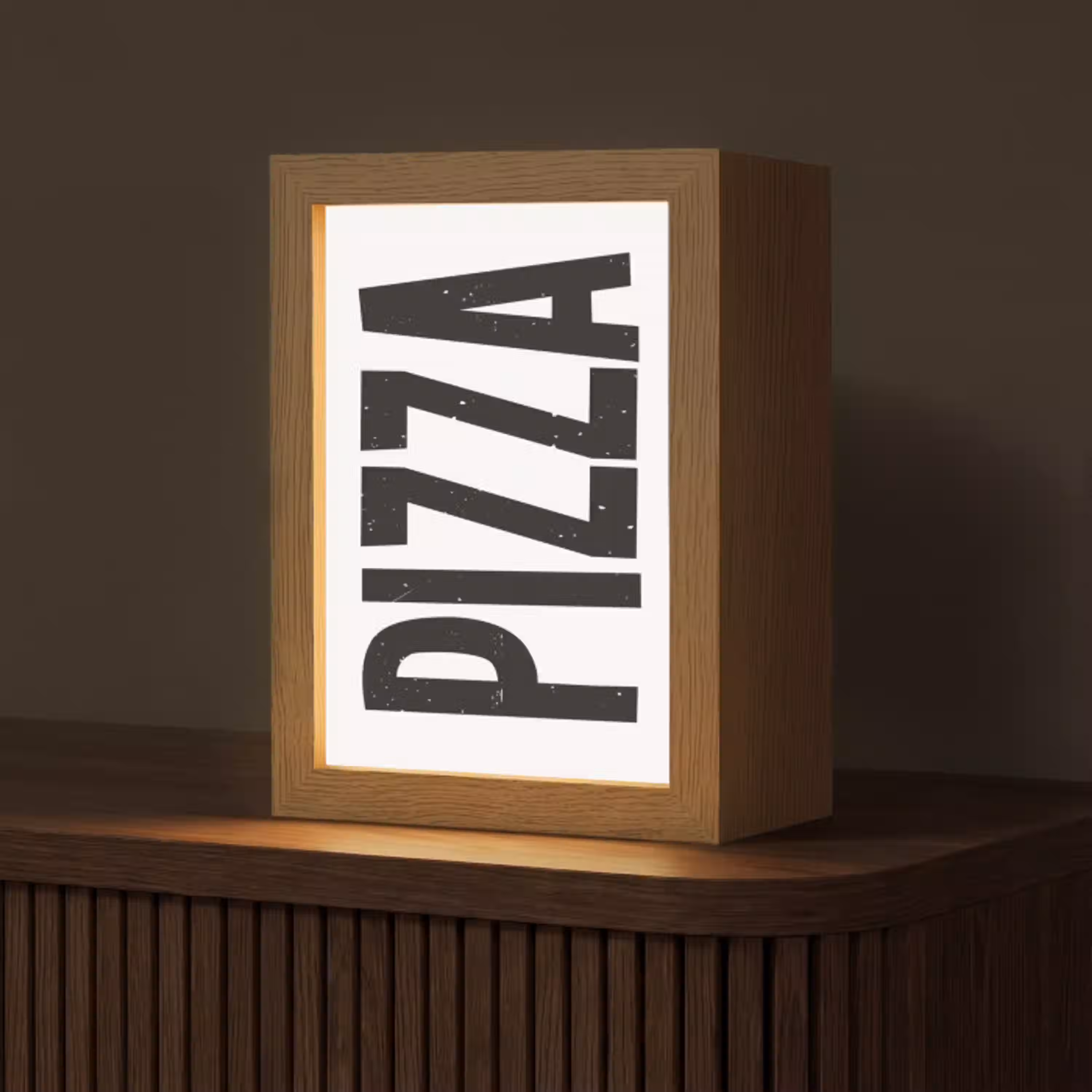 Pizza - Japandi - Decoratie - Vintage Light Box met kabel (Tafellamp) klein -z3d_website