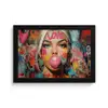 Vrouw - Kauwgom - Graffiti - Love fotolijst zwart zonder passe partout klein -3d