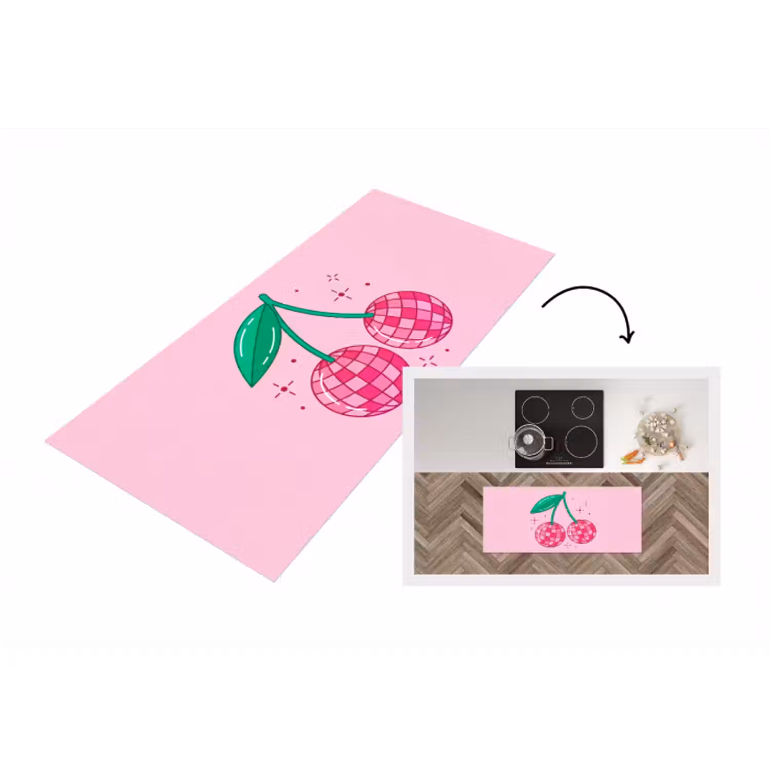 Küchenläufer - Dekoration – Discokugel – Party – Rosa