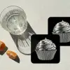 Cupcake - Luxueus - Zilver onderzetter kurk middel -sfeer4