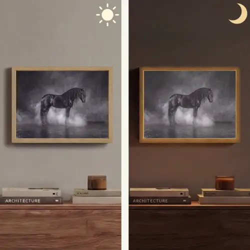 Paard - Magisch - Zwart Light Box met batterij (Wandlamp) middel -sfeer3