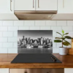 Skyline - Stad - Wolkenkrabbers - Zwart - Wit keuken achterwand spatscherm klein -sfeer2